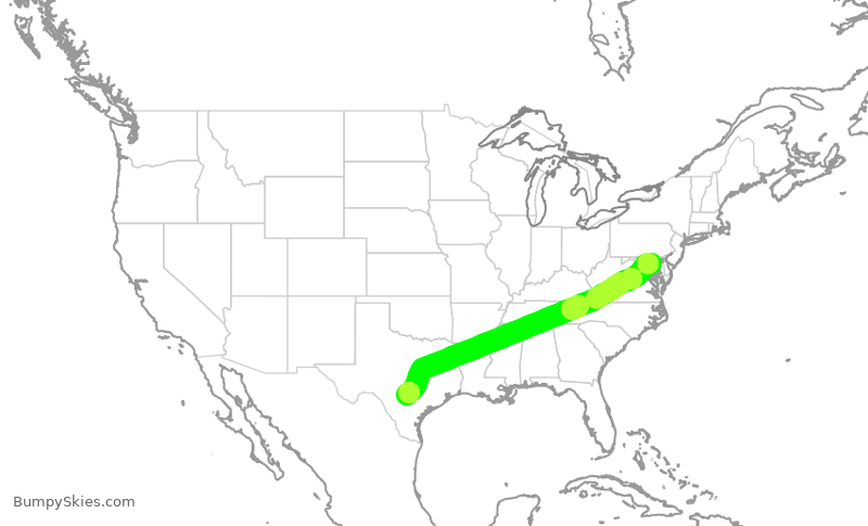 Turbulence forecast map for SWA3572, BWI to SAT