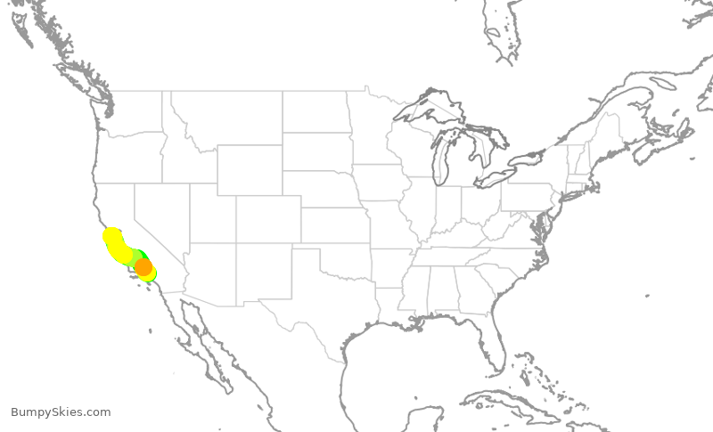Turbulence forecast map for SWA3579, BUR to SFO