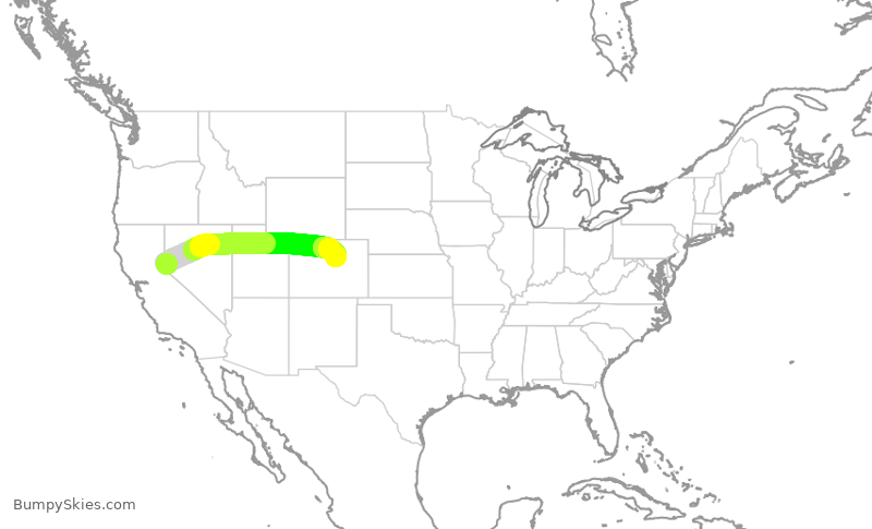 Turbulence forecast map for SWA3580, RNO to DEN