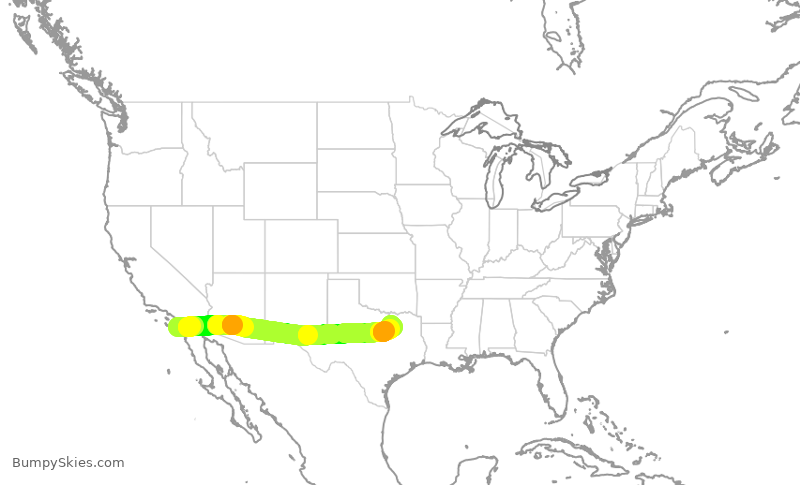 Turbulence forecast map for SWA3582, SAN to DAL