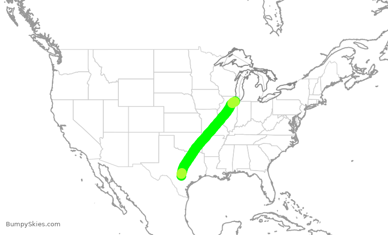 Turbulence forecast map for SWA3583, SAT to MDW