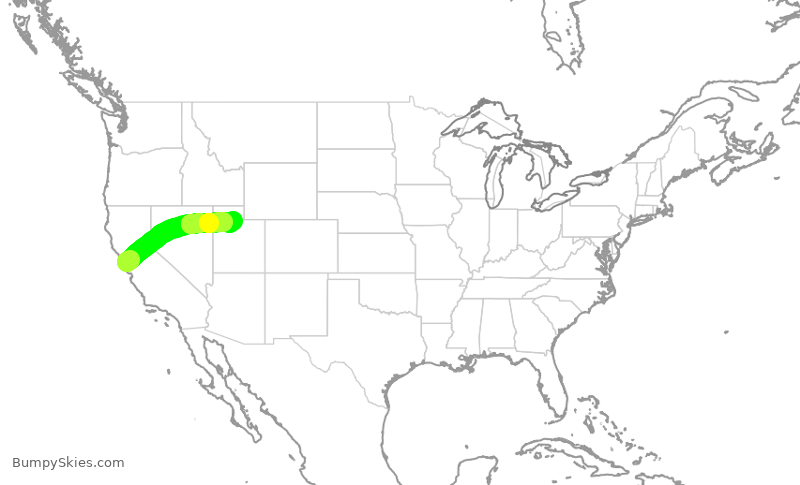 Turbulence forecast map for SWA3584, OAK to SLC