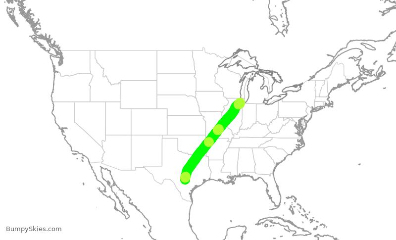 Turbulence forecast map for SWA3584, SAT to MDW
