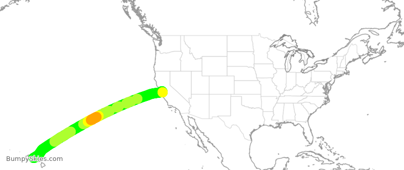 Turbulence forecast map for SWA3585, SJC to HNL