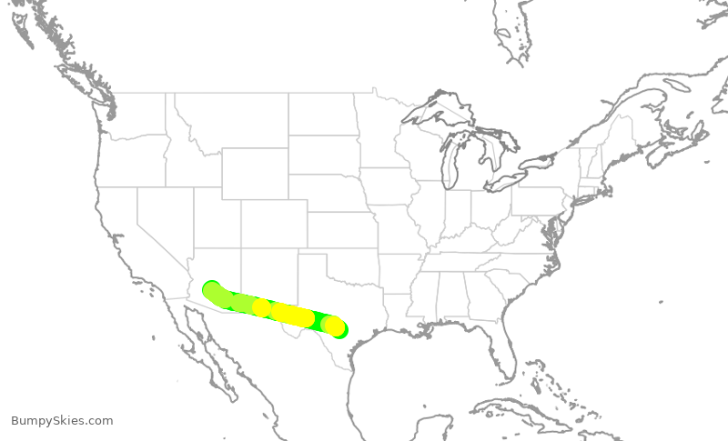 Turbulence forecast map for SWA3588, SAT to PHX