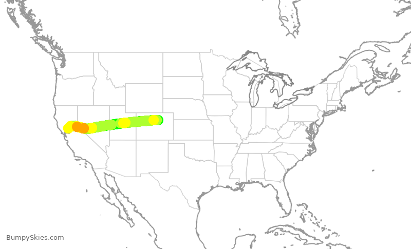 Turbulence forecast map for SWA3595, DEN to SMF