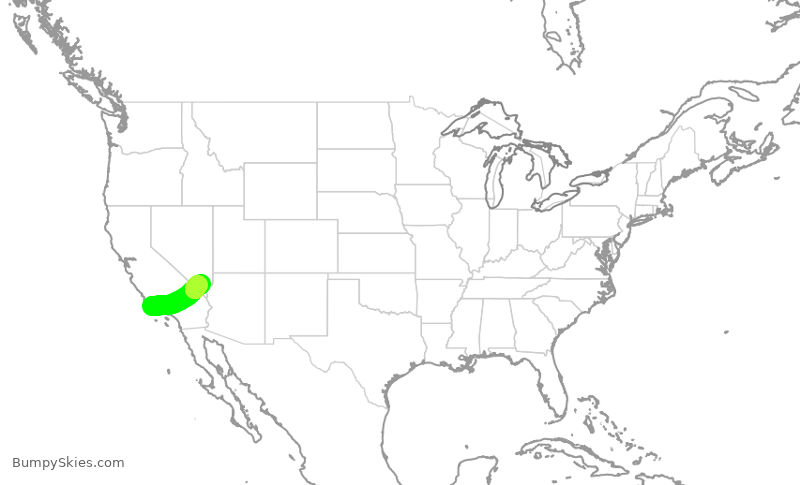 Turbulence forecast map for SWA3601, SBA to LAS