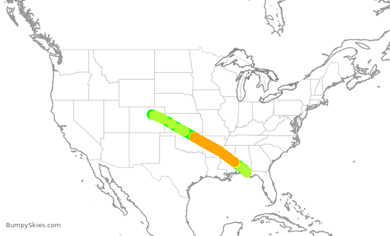 Turbulence forecast map for SWA3604, DEN to ECP