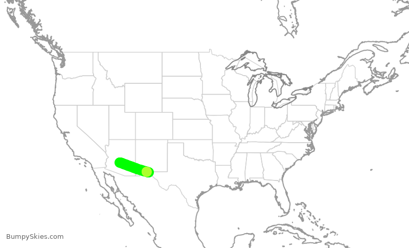 Turbulence forecast map for SWA3607, PHX to ELP