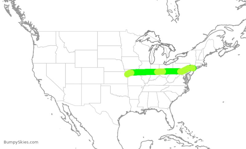 Turbulence forecast map for SWA3610, LGA to MCI