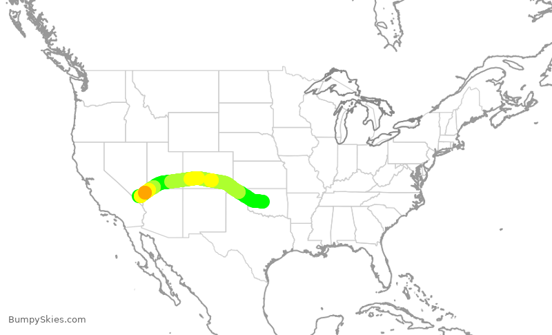 Turbulence forecast map for SWA3619, OKC to LAS