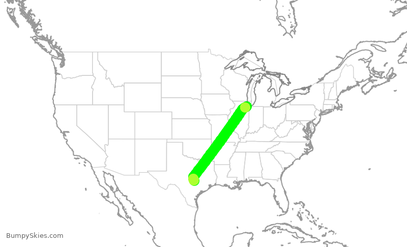 Turbulence forecast map for SWA361, AUS to MDW
