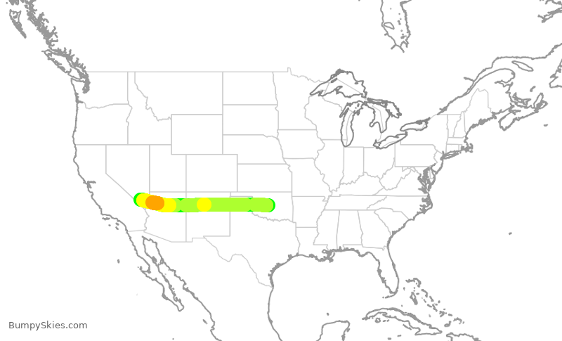 Turbulence forecast map for SWA3620, OKC to LAS