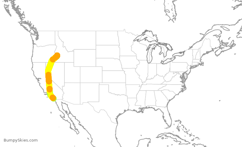 Turbulence forecast map for SWA3627, SAN to BOI