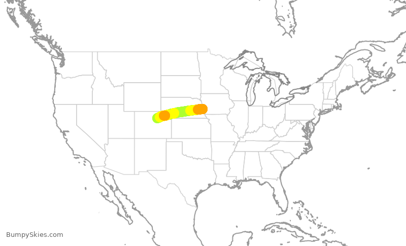 Turbulence forecast map for SWA3629, OMA to DEN
