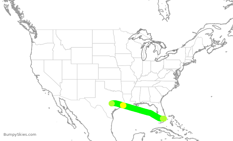 Turbulence forecast map for SWA362, AUS to MIA