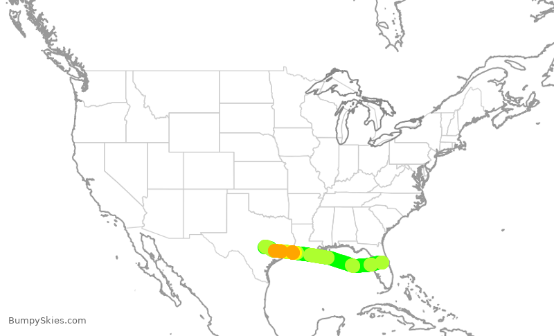 Turbulence forecast map for SWA362, MCO to AUS