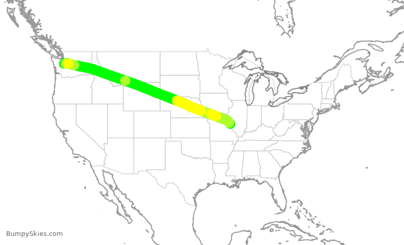 Turbulence forecast map for SWA3632, SEA to STL
