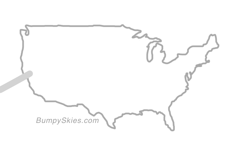 Map of continental US with illustrated flight path and turbulence forecast (described in text below)