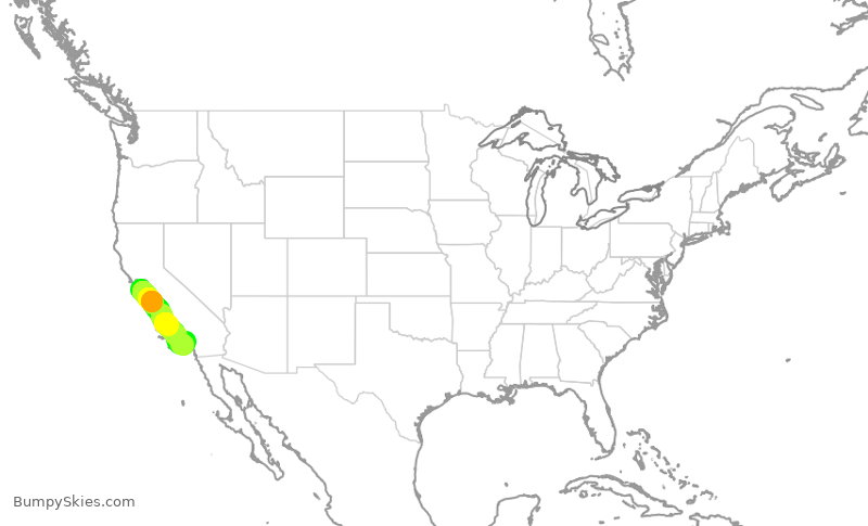 Turbulence forecast map for SWA3640, SJC to SNA