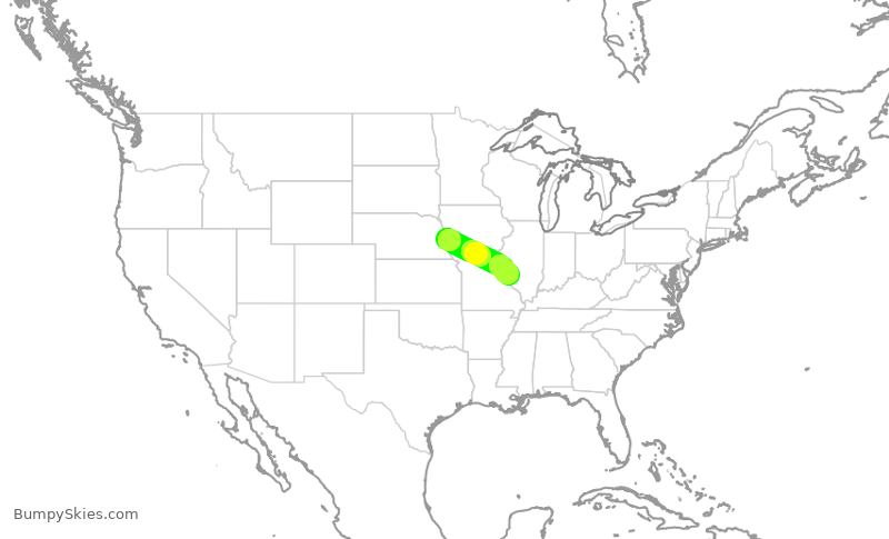 Turbulence forecast map for SWA3643, OMA to STL