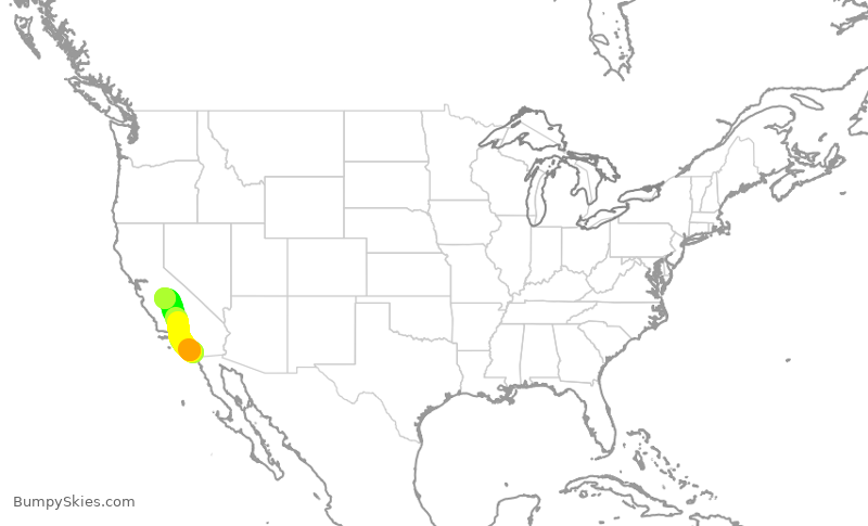 Turbulence forecast map for SWA3644, SAN to FAT