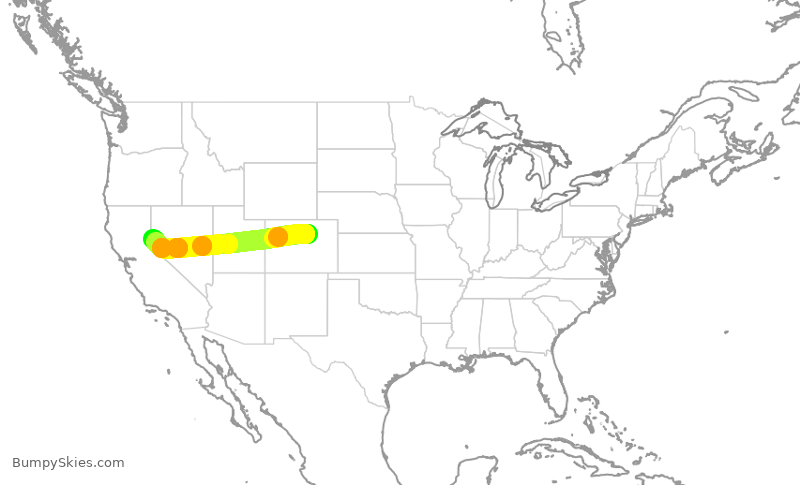 Turbulence forecast map for SWA3652, DEN to RNO