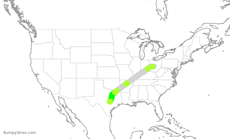 Turbulence forecast map for SWA3659, CMH to AUS