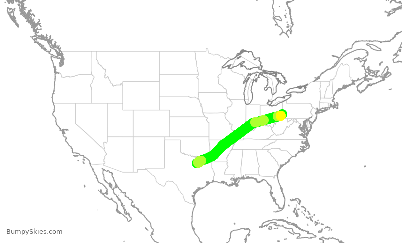 Turbulence forecast map for SWA3660, DAL to PIT
