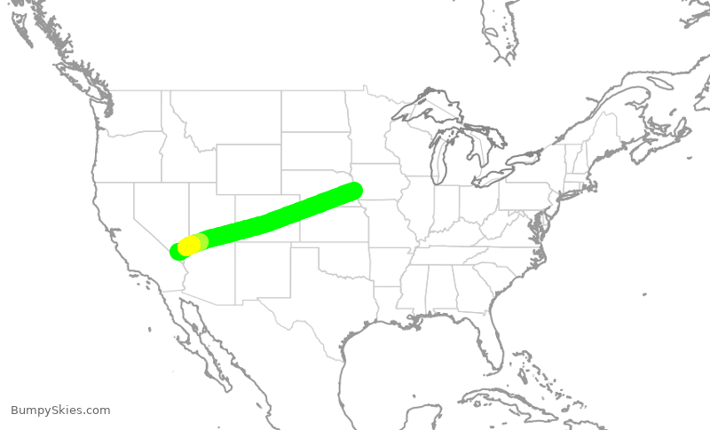 Turbulence forecast map for SWA3662, OMA to LAS