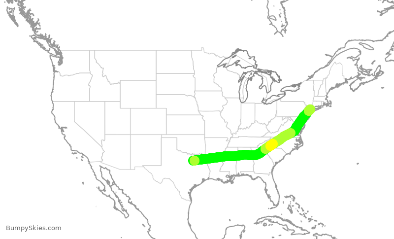 Turbulence forecast map for SWA3664, DAL to LGA