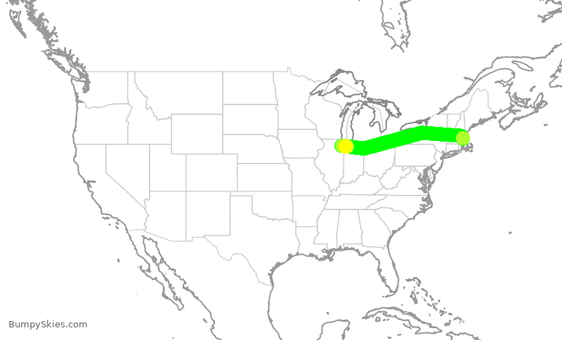 Turbulence forecast map for SWA3665, BOS to MDW