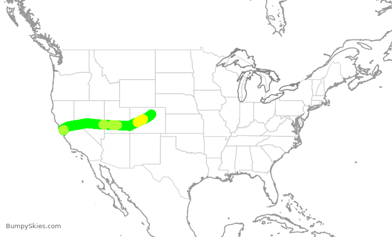 Turbulence forecast map for SWA3666, SJC to DEN
