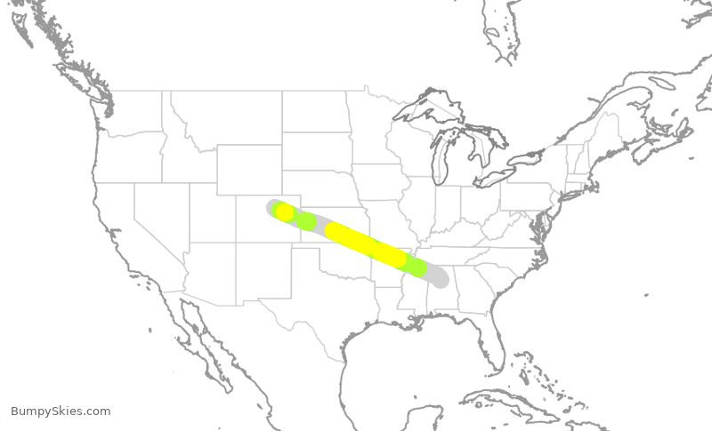 Turbulence forecast map for SWA3667, BHM to DEN