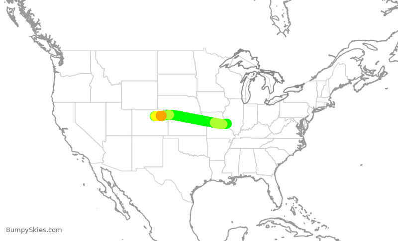 Turbulence forecast map for SWA3667, DEN to STL