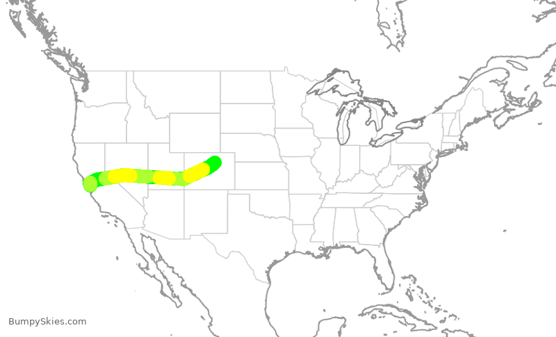 Turbulence forecast map for SWA3667, SJC to DEN