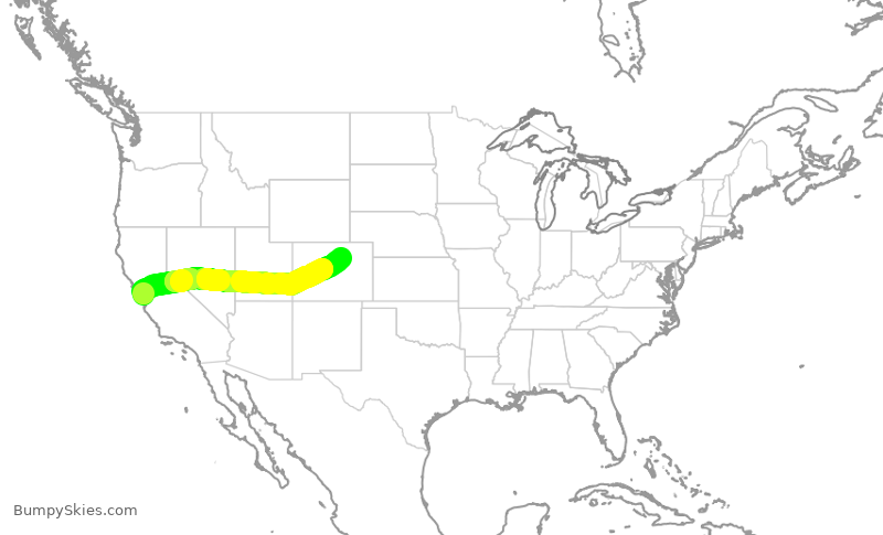 Turbulence forecast map for SWA3668, SJC to DEN