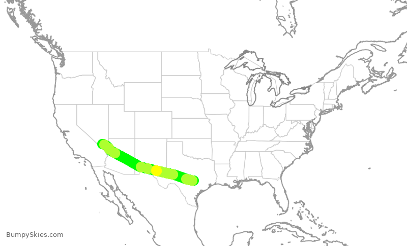 Turbulence forecast map for SWA366, AUS to LAS