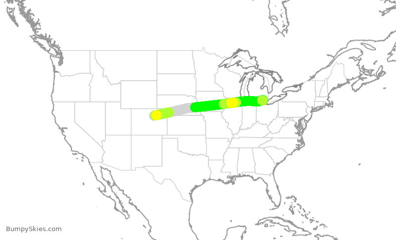 Turbulence forecast map for SWA3670, DEN to DTW