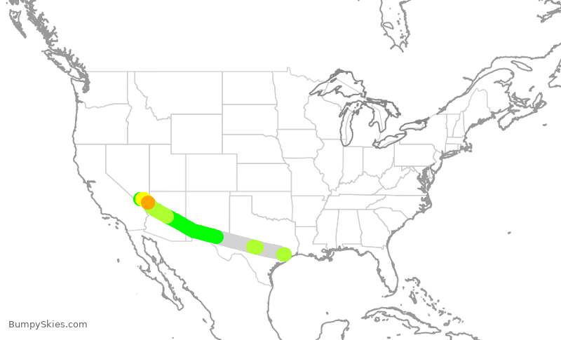 Turbulence forecast map for SWA3671, HOU to LAS