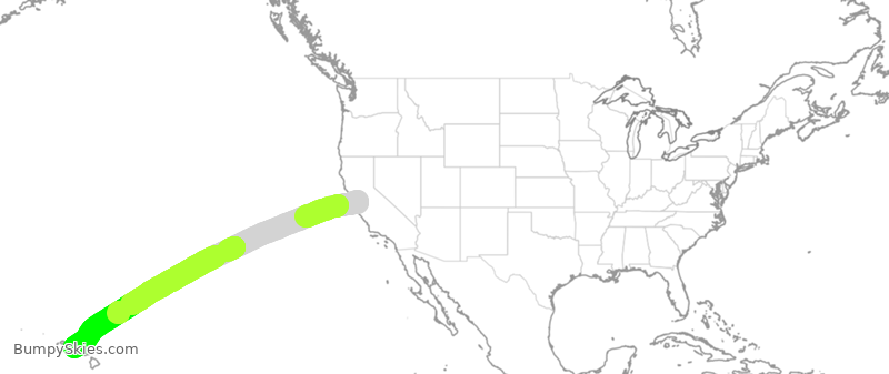 Turbulence forecast map for SWA3672, SJC to HNL