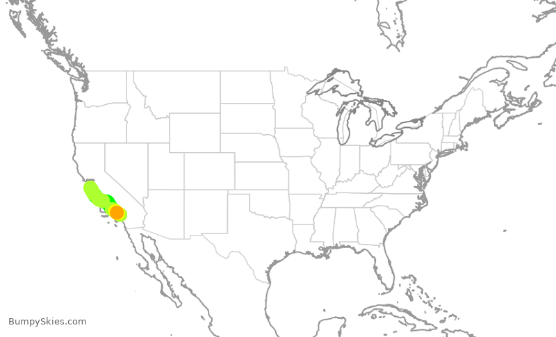 Turbulence forecast map for SWA3673, ONT to SJC