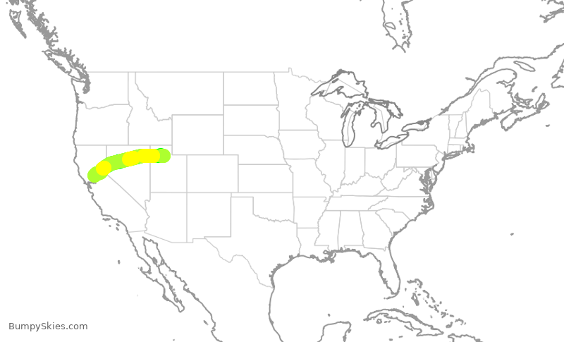 Turbulence forecast map for SWA3676, SLC to SMF