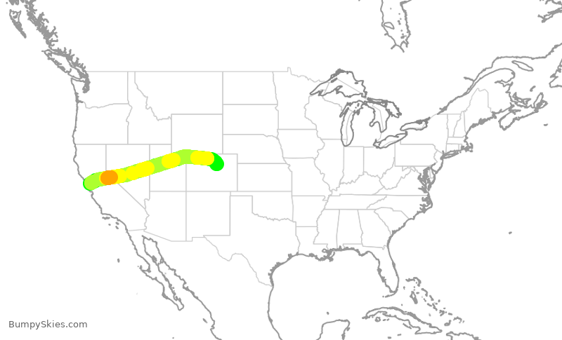 Turbulence forecast map for SWA3677, SFO to DEN