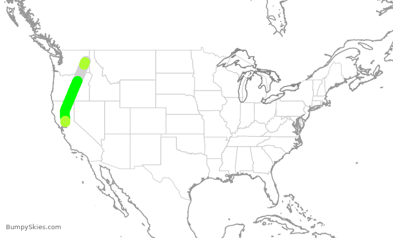 Turbulence forecast map for SWA367, GEG to SMF