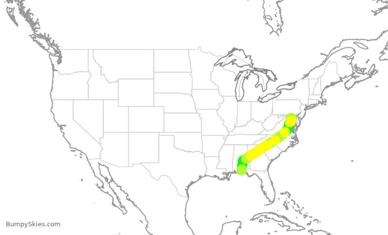 Turbulence forecast map for SWA367, VPS to BWI