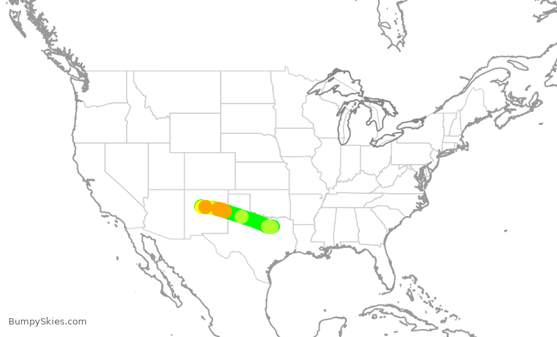 Turbulence forecast map for SWA3680, DAL to ABQ