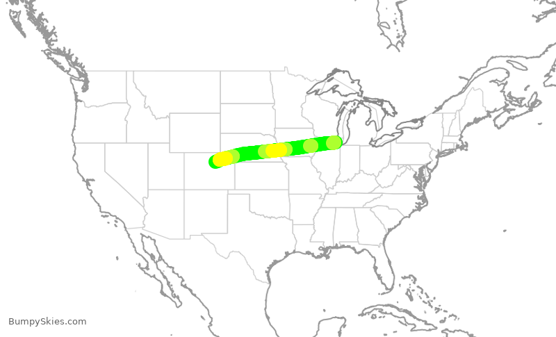 Turbulence forecast map for SWA3683, ORD to DEN