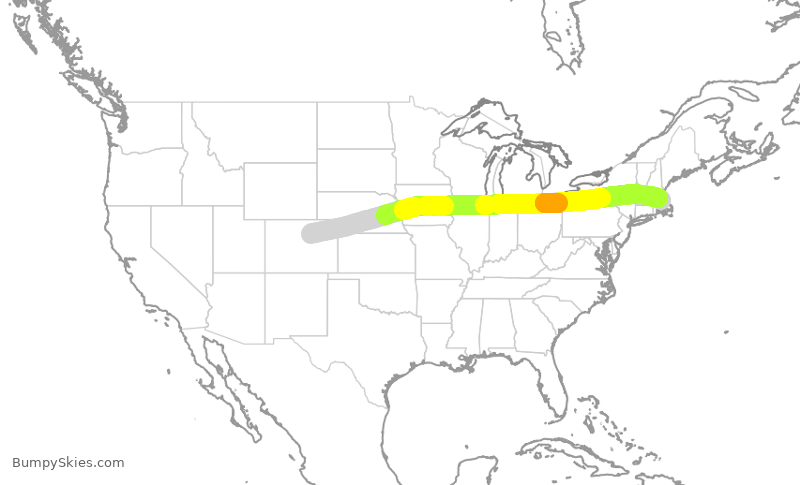 Turbulence forecast map for SWA3690, DEN to BOS