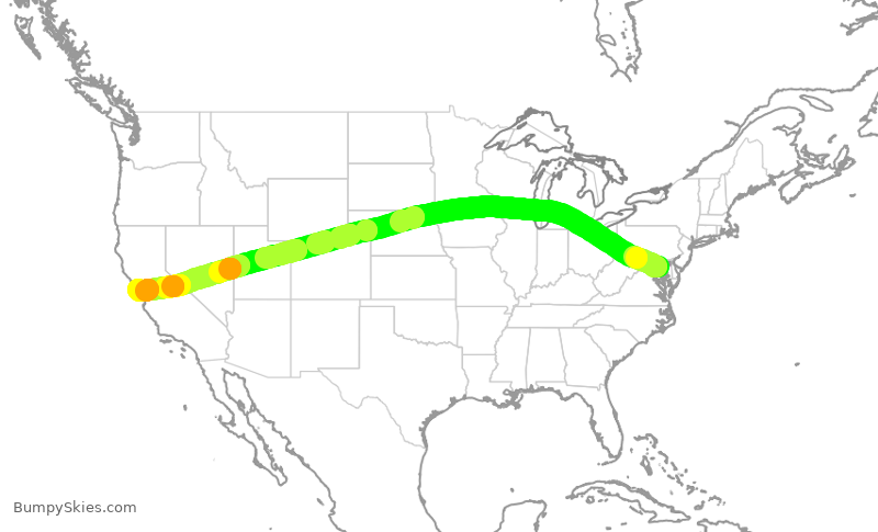 Turbulence forecast map for SWA3693, BWI to SFO